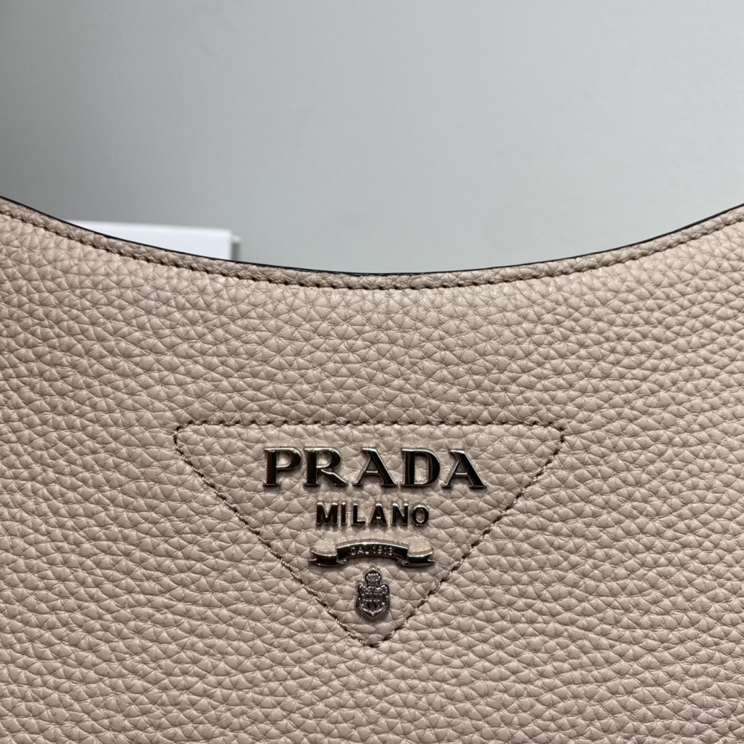 Prada Soft Leather Hobo Bag Shoulder Bag Sand Beige 1BC073